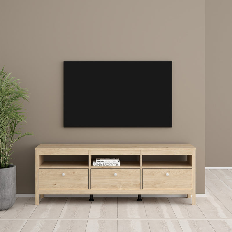 Madrid TV Unit 3 Drawers – Hickory Oak – image 7