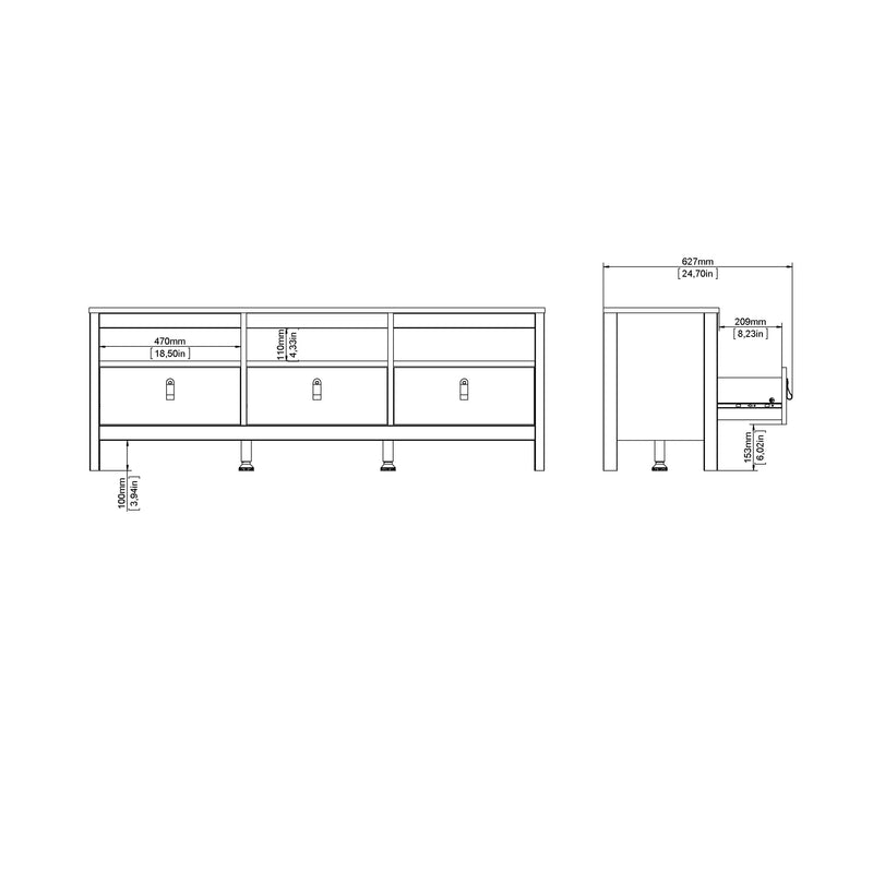 Madrid TV Unit 3 Drawers – Cashmere – image 10
