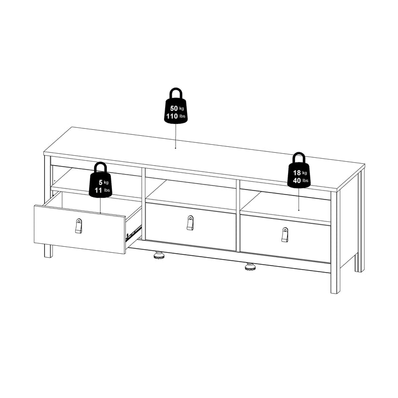 Madrid TV Unit 3 Drawers – Cashmere – image 11