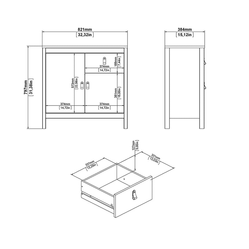 Madrid Sideboard 2 Doors 1 Drawer – image 10