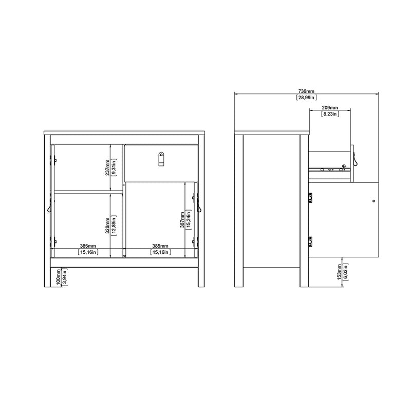 Madrid Sideboard 2 Doors 1 Drawer – image 11