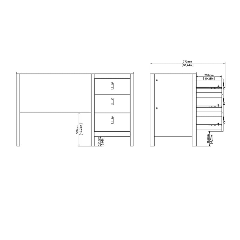 Madrid Desk 3 Drawers in Jackson – White – image 11