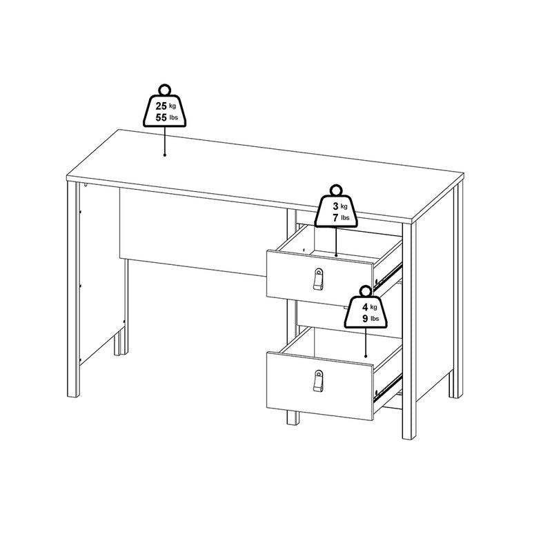 Madrid Desk 3 Drawers in Jackson – White – image 12