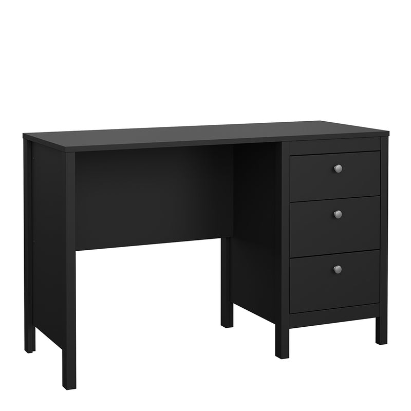 Madrid Desk 3 Drawers in Jackson – Matt Black – image 1