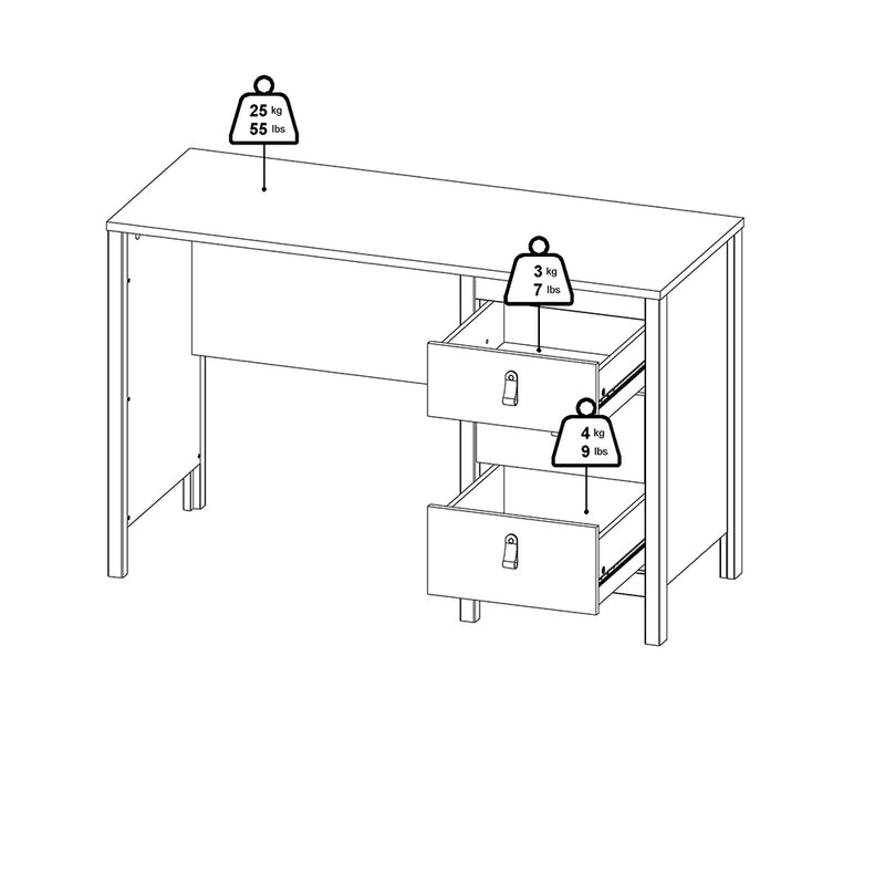 Madrid Desk 3 Drawers in Jackson – Matt Black – image 12
