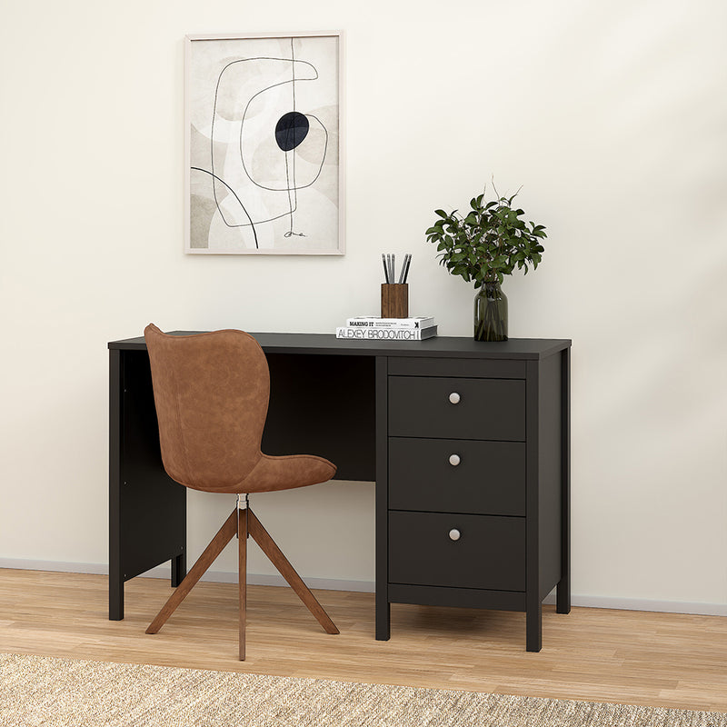 Madrid Desk 3 Drawers in Jackson – Matt Black – image 7