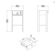 Madrid Bedside Table with 1 Drawer – Hickory Oak – image 10