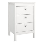 Madrid Bedside Table 3 Drawers – White – image 1