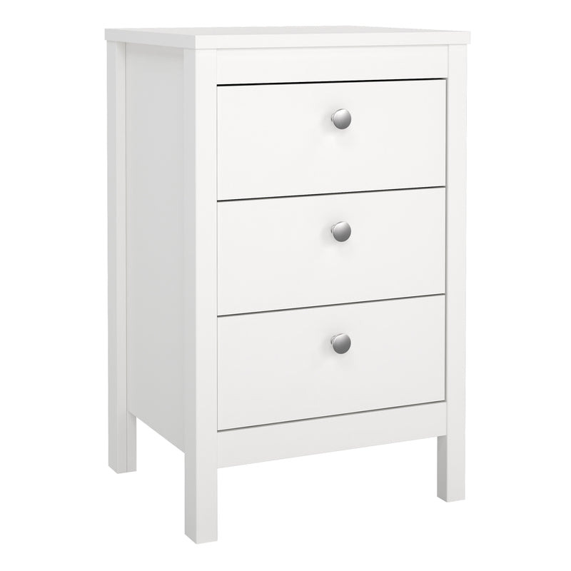 Madrid Bedside Table 3 Drawers – White – image 1