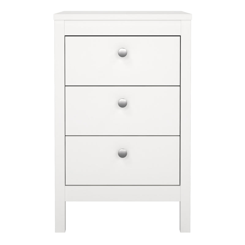 Madrid Bedside Table 3 Drawers – White – image 2