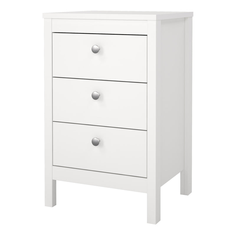 Madrid Bedside Table 3 Drawers – White – image 3