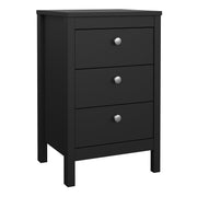 Madrid Bedside Table 3 Drawers – Matt Black – image 1