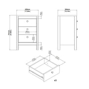 Madrid Bedside Table 3 Drawers – Matt Black – image 10