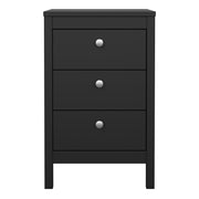 Madrid Bedside Table 3 Drawers – Matt Black – image 2