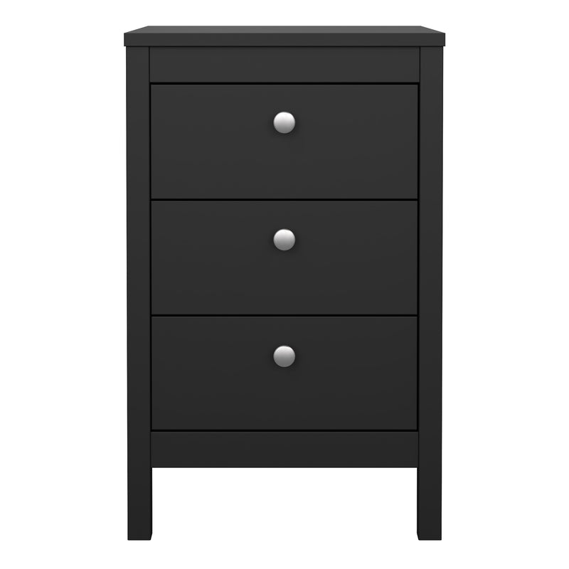 Madrid Bedside Table 3 Drawers – Matt Black – image 2