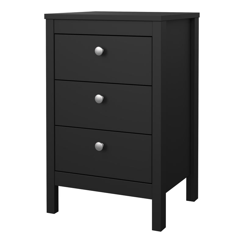 Madrid Bedside Table 3 Drawers – Matt Black – image 3