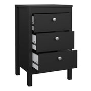 Madrid Bedside Table 3 Drawers – Matt Black – image 6