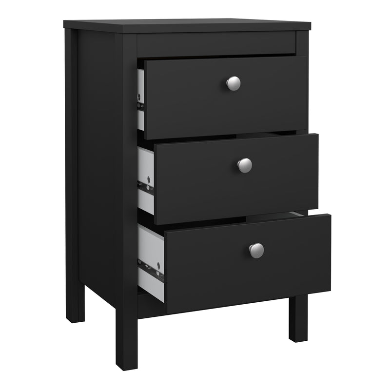 Madrid Bedside Table 3 Drawers – Matt Black – image 6