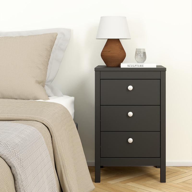 Madrid Bedside Table 3 Drawers – Matt Black – image 7
