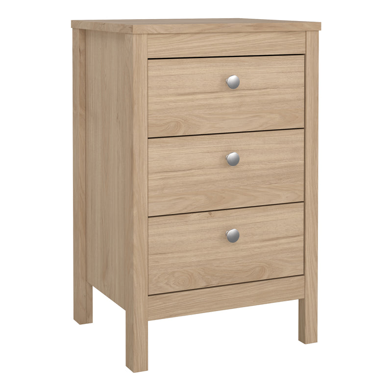 Madrid Bedside Table 3 Drawers – Hickory Oak – image 1