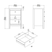 Madrid Bedside Table 3 Drawers – Hickory Oak – image 10
