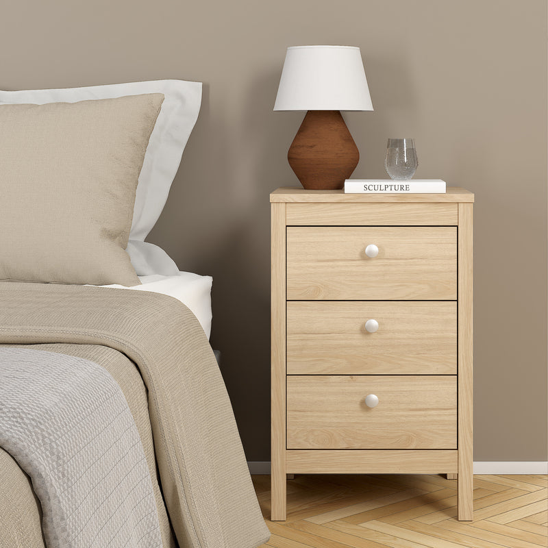 Madrid Bedside Table 3 Drawers – Hickory Oak – image 7