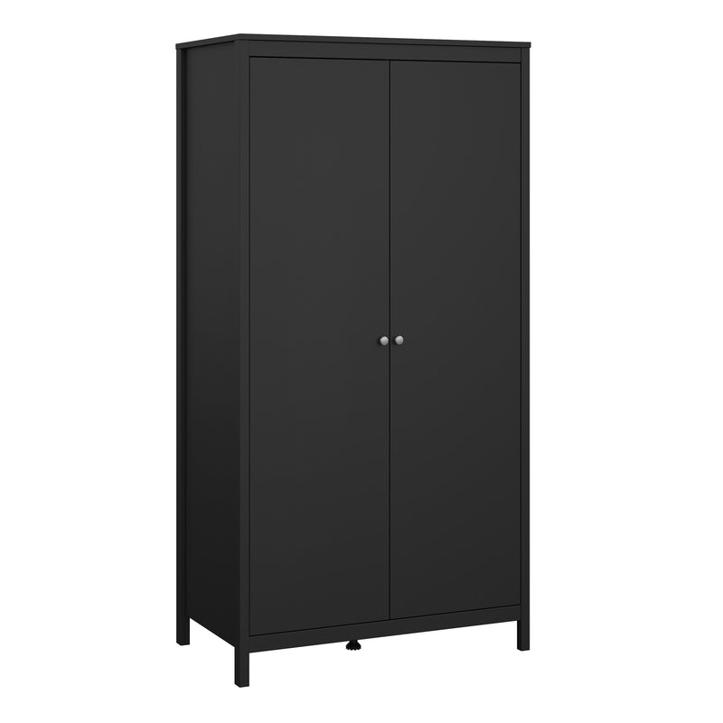 Madrid Package - Bedside Table 2 Drawers + Chest 3+2 Drawers + Wardrobe with 2 Doors in Matt Black – image 10