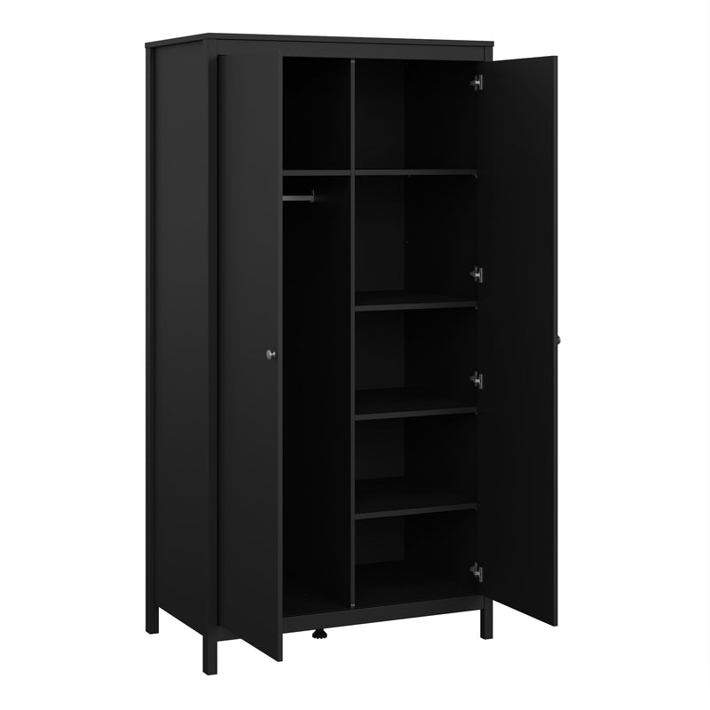 Madrid Package - Bedside Table 2 Drawers + Chest 3+2 Drawers + Wardrobe with 2 Doors in Matt Black – image 11