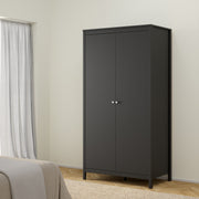 Madrid Package - Bedside Table 2 Drawers + Chest 3+2 Drawers + Wardrobe with 2 Doors in Matt Black – image 12