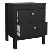 Madrid Package - Bedside Table 2 Drawers + Chest 3+2 Drawers + Wardrobe with 2 Doors in Matt Black – image 3