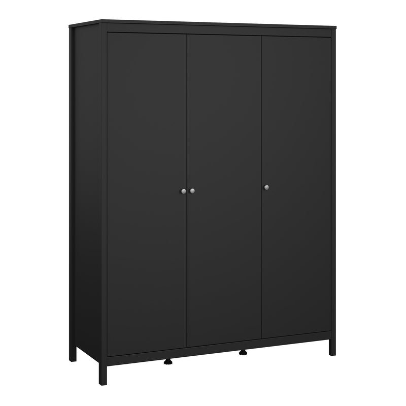 Madrid Package - Bedside Table 2 Drawers + Chest 5 Drawers + Wardrobe with 3 Doors in Matt Black – image 10