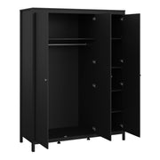Madrid Package - Bedside Table 2 Drawers + Chest 5 Drawers + Wardrobe with 3 Doors in Matt Black – image 11