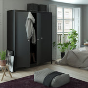 Madrid Package - Bedside Table 2 Drawers + Chest 5 Drawers + Wardrobe with 3 Doors in Matt Black – image 12