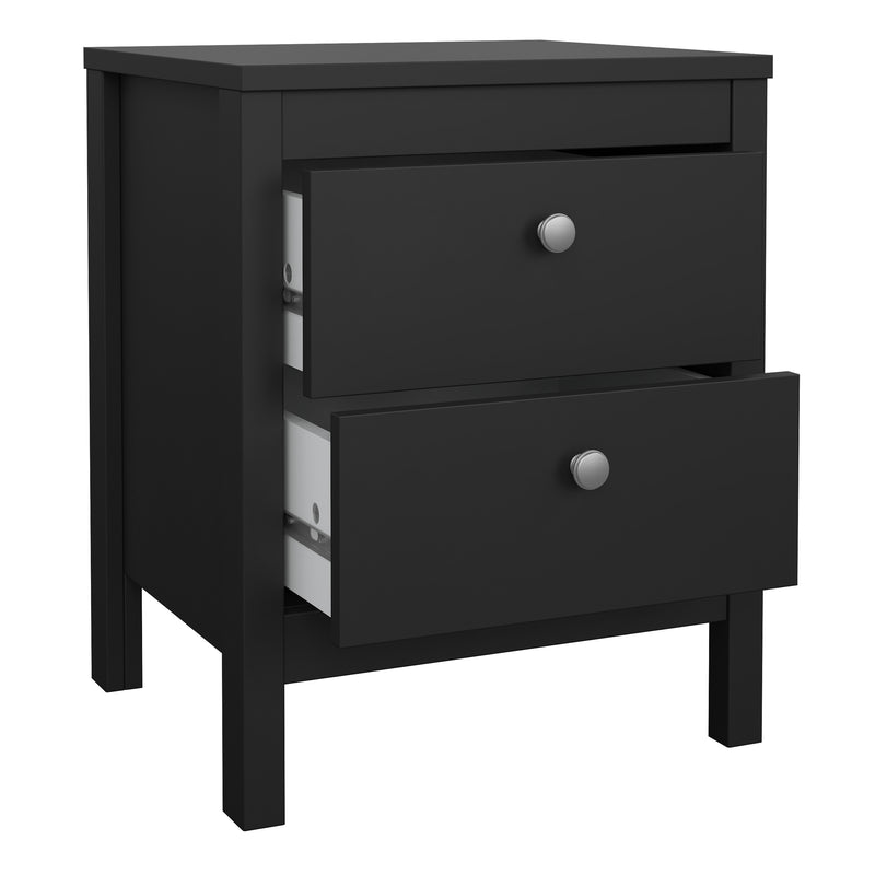 Madrid Package - Bedside Table 2 Drawers + Chest 5 Drawers + Wardrobe with 3 Doors in Matt Black – image 3