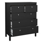 Madrid Package - Bedside Table 2 Drawers + Chest 5 Drawers + Wardrobe with 3 Doors in Matt Black – image 7