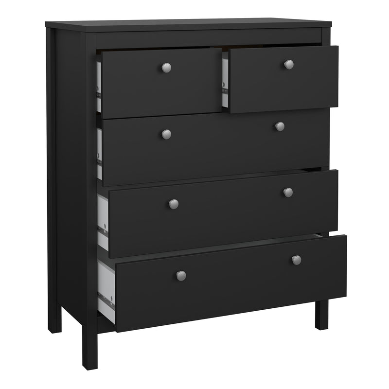 Madrid Package - Bedside Table 2 Drawers + Chest 5 Drawers + Wardrobe with 3 Doors in Matt Black – image 7