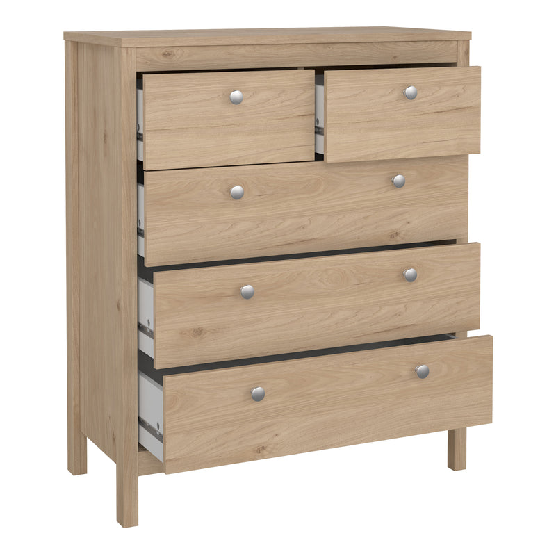 Madrid Package - Bedside Table 2 Drawers + Chest 5 Drawers + 2 Door Wardrobe in Jackson Hickory Oak – image 7