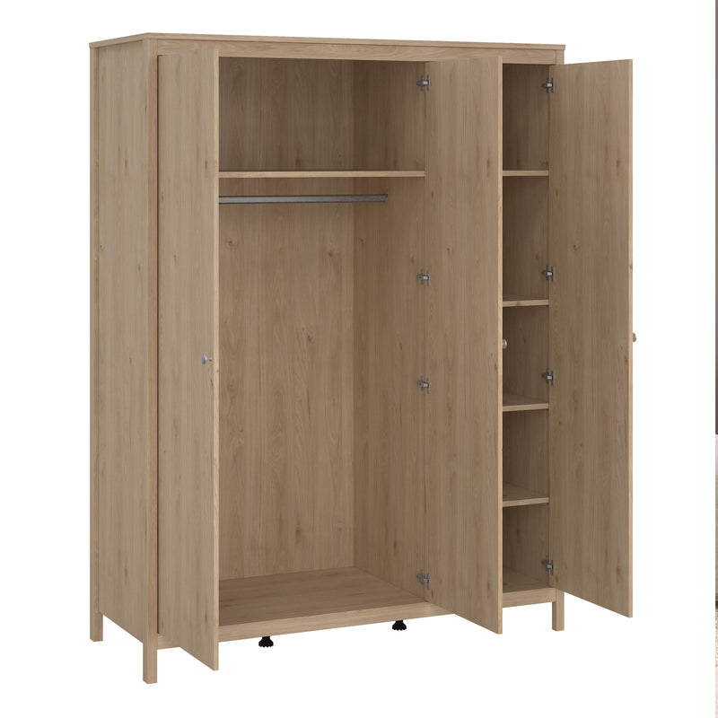 Madrid Package - Bedside Table 2 Drawers + Chest 5 Drawers + 3 Door Wardrobe in Jackson Hickory Oak – image 11