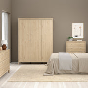 Madrid Package - Bedside Table 2 Drawers + Chest 5 Drawers + 3 Door Wardrobe in Jackson Hickory Oak – image 12