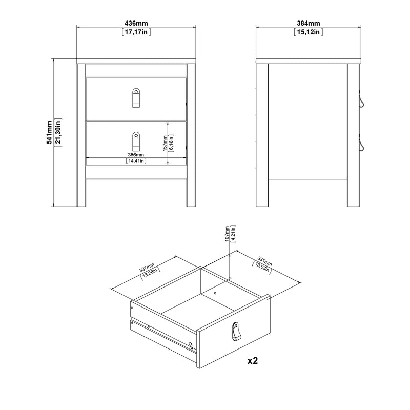 Madrid Package - Bedside Table 2 Drawers + Chest 5 Drawers + 3 Door Wardrobe in Jackson Hickory Oak – image 5