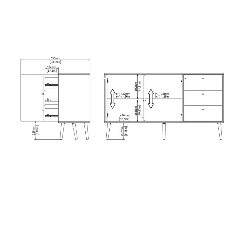 Cumbria Sideboard 2 Doors + 3 Drawers Dark – image 11