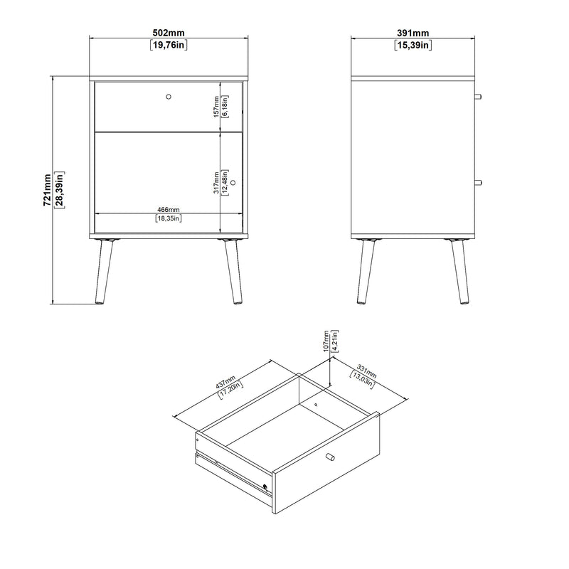 Cumbria Nightstand 1 Door + 1 Drawer Dark – image 10