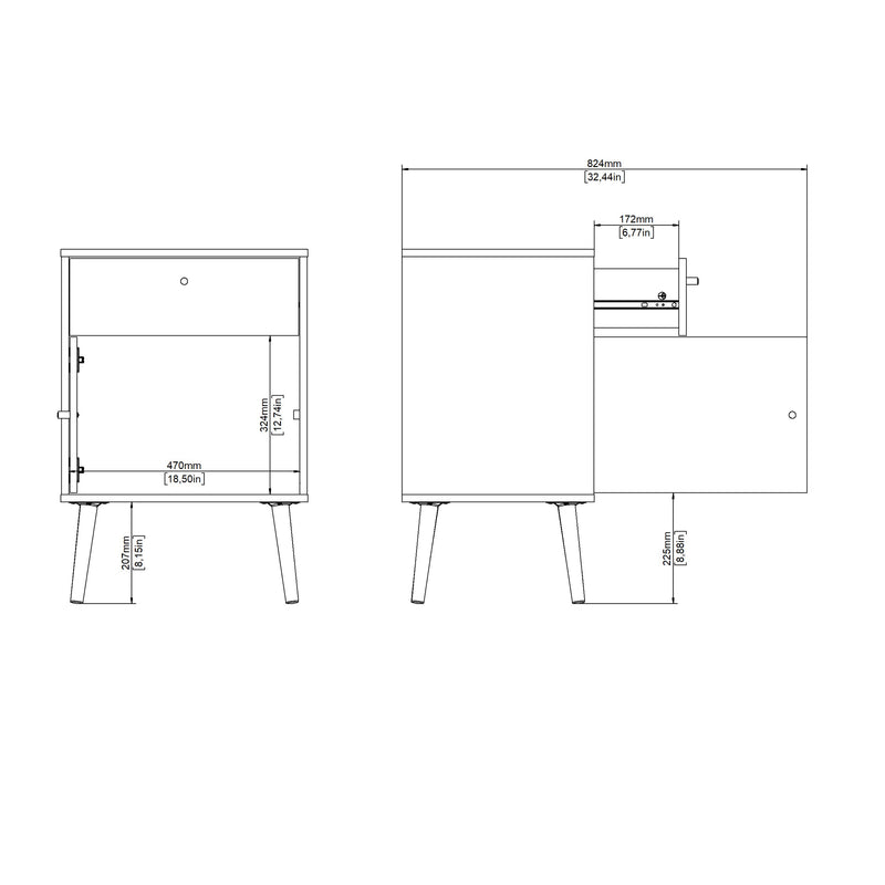 Cumbria Nightstand 1 Door + 1 Drawer Dark – image 11