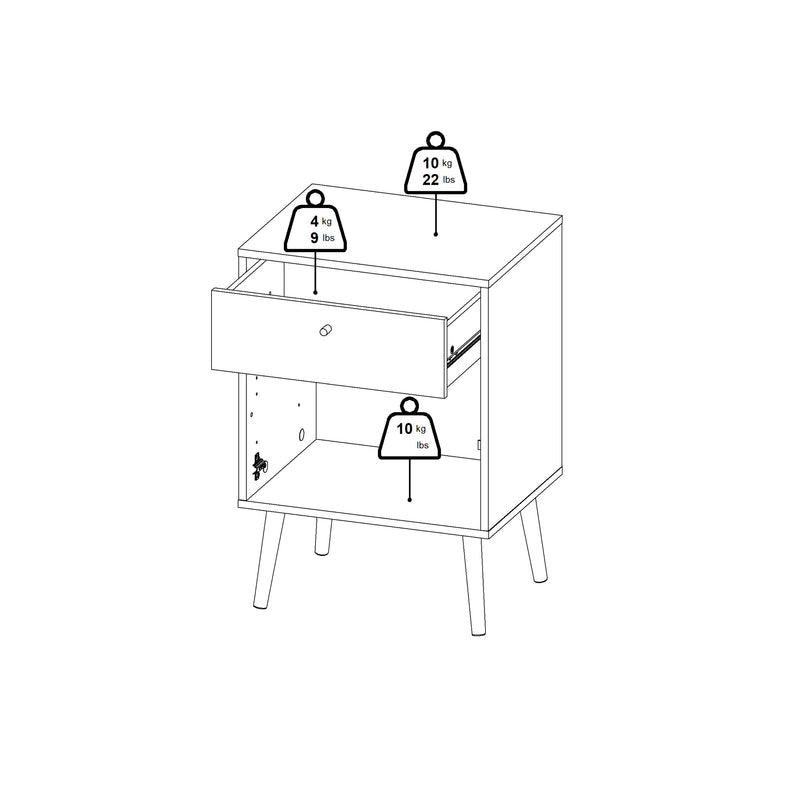 Cumbria Nightstand 1 Door + 1 Drawer Dark – image 12