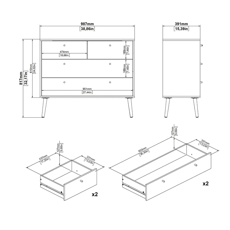 Cumbria Chest 2 + 2 Drawers Dark – White – image 11