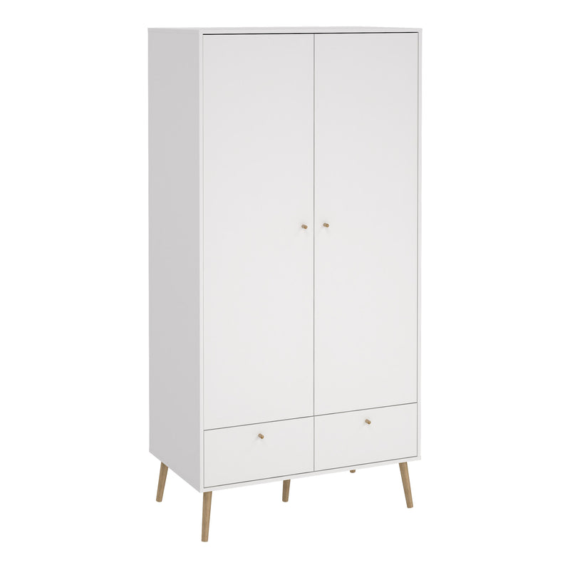 Cumbria Wardrobe with 2 Doors , including 2 Drawers Dark – White – image 1