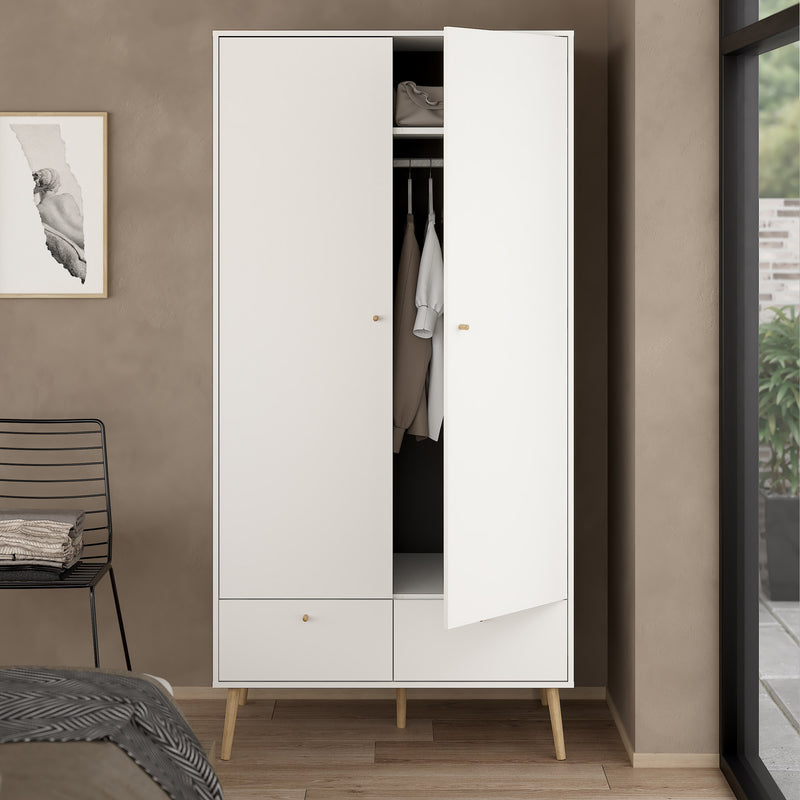 Cumbria Wardrobe with 2 Doors , including 2 Drawers Dark – White – image 10