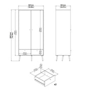 Cumbria Wardrobe with 2 Doors , including 2 Drawers Dark – White – image 13