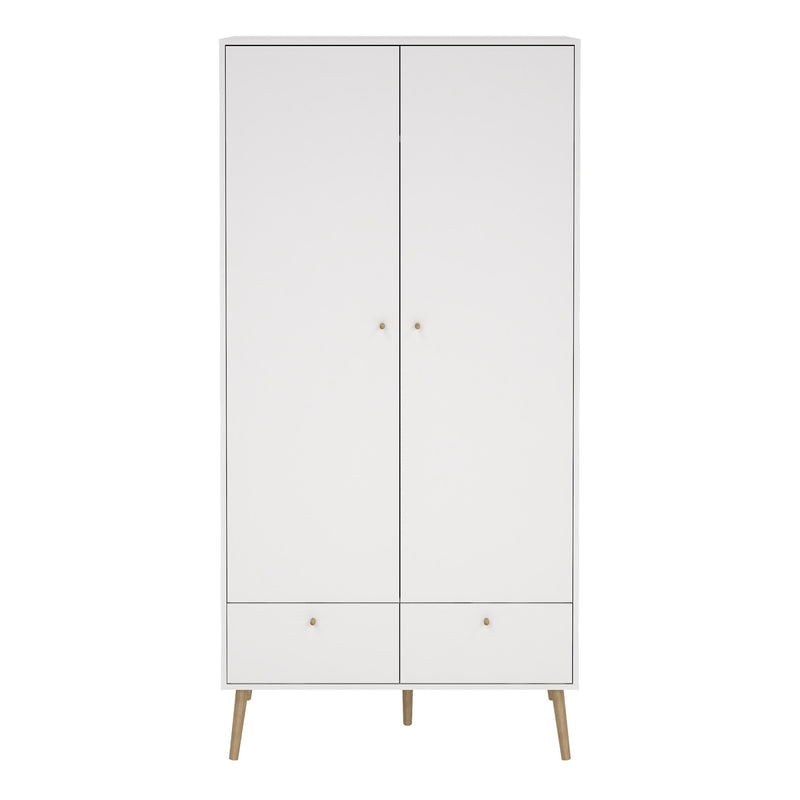 Cumbria Wardrobe with 2 Doors , including 2 Drawers Dark – White – image 2