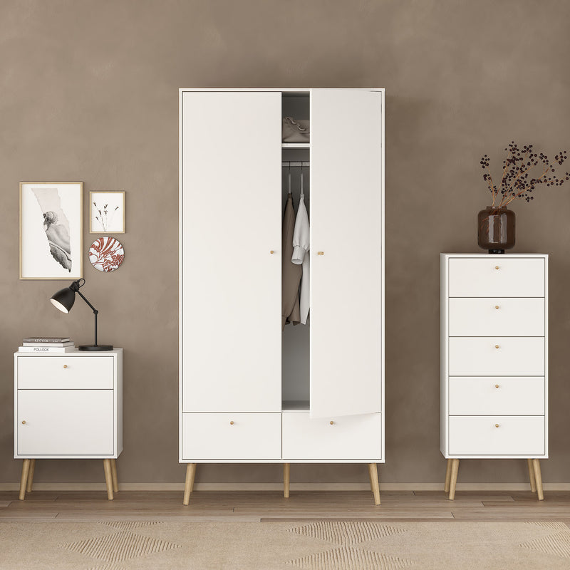 Cumbria Wardrobe with 2 Doors , including 2 Drawers Dark – White – image 7